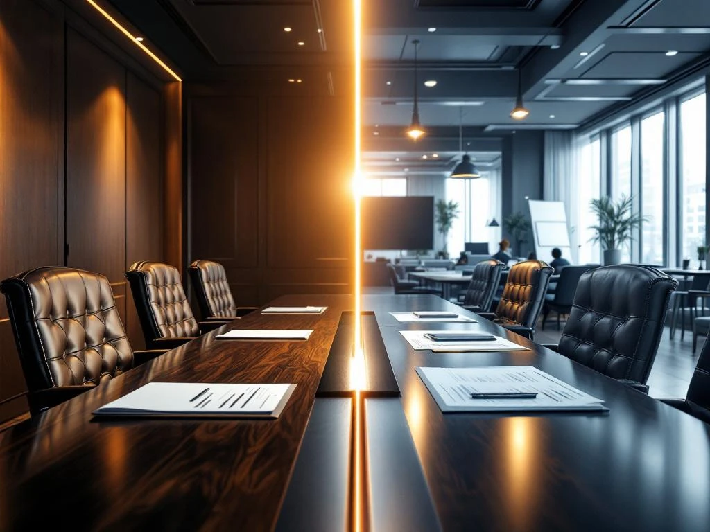 Vergelijking van luxe directiekamer met leren stoelen en moderne open kantoorruimte voor strategische personeelswerving