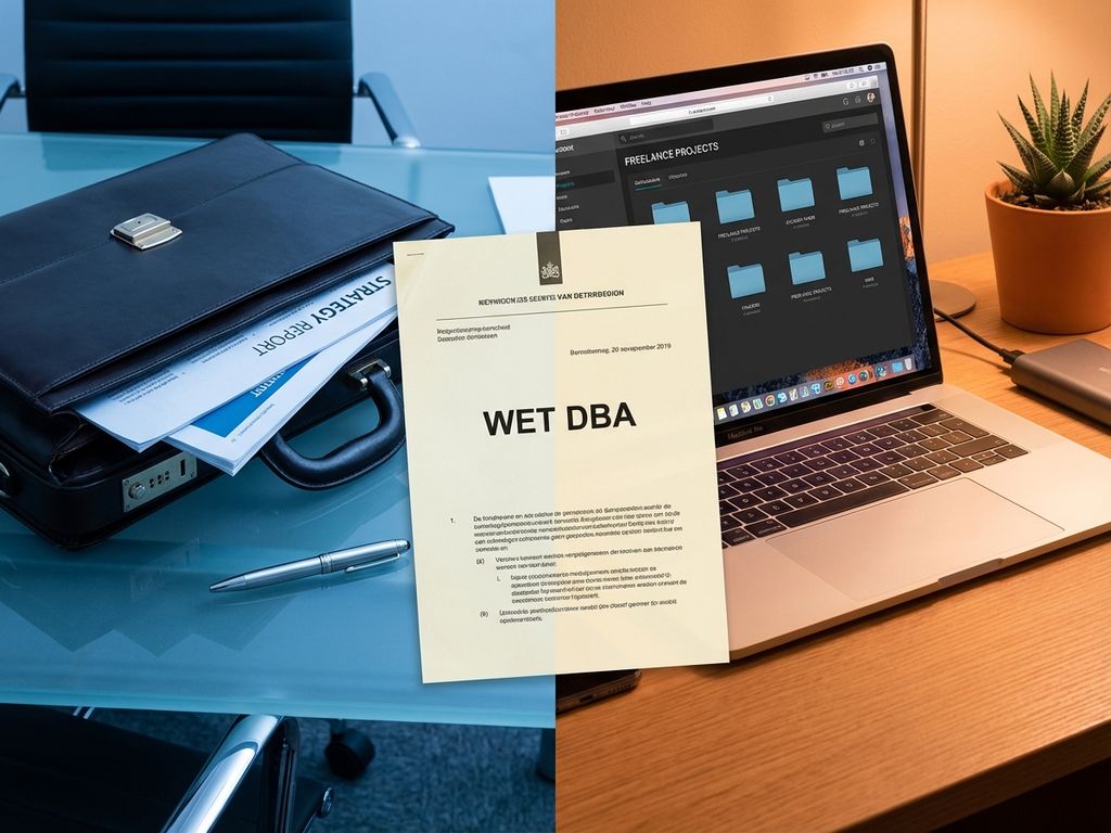 Split-screen van interim management met aktetas en documenten tegenover freelance werkplek met laptop en DBA-document


---

**Metadata Analysis:**
- Character count: 124
- Language: Dutch
- Key terms included: interim management, freelance, DBA
- Descriptive and accessible for screen readers